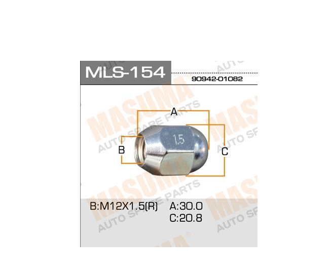 Гайка колесная М12х1,5 H=30 SW21 - Masuma/MLS154