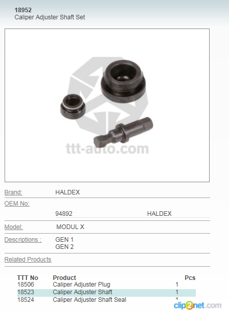 Р/к суппорта HALDEX Modul X (валик подвода+р/к) - MARSHALL/M2940122