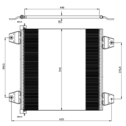 Радиатор кондиционера DAF XF95/105 490x540x16мм - NRF/35757