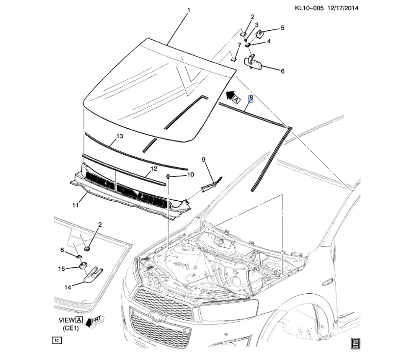 Молдинг лобового стекла Chevrolet Captiva - GENERAL MOTORS/96622306