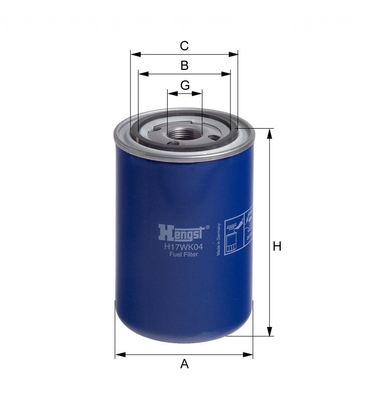 Фильтр топливный SCANIA-4 с ТНВД, резьба - M24х1.5 - HENGST/H17WK04