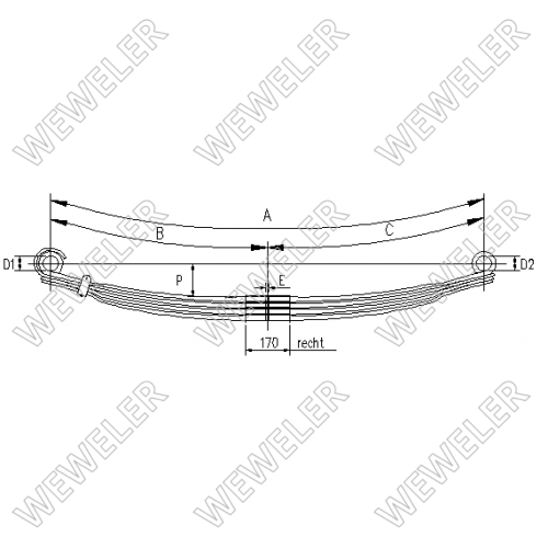 Рессора MB 4-лист. перед. 900x900 4х23/90 S24 S24 - WEWELER/F020T595ZA75