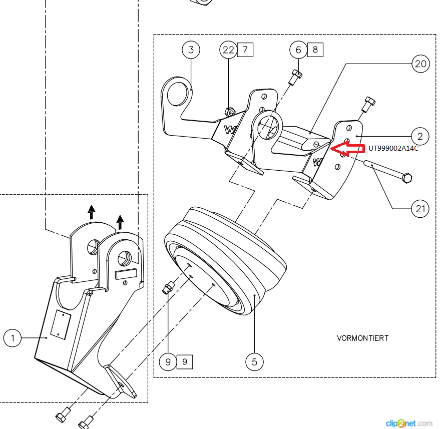 Отбойник подъемной оси прицепа Schmitz/MB - WEWELER/UT999002A14C