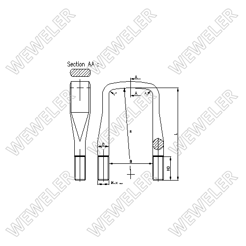 Стремянка М20x92/102 h=275 прямой верх MB перед. - WEWELER/B020M20B027