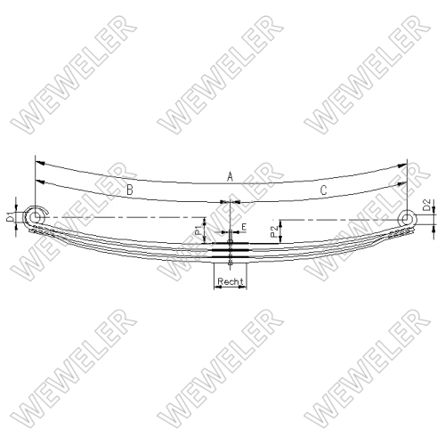 Рессора VOLVO 3-лист. перед. 990х900/2х32+1х26/100 D34х4 - WEWELER/F022T363ZA75