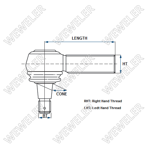 Наконечник рулевой SCANIA/VOLVO/MAN/DAF левый LHT М30х1,5/M24х1.5, L=120мм - WEWELER/SJA0002