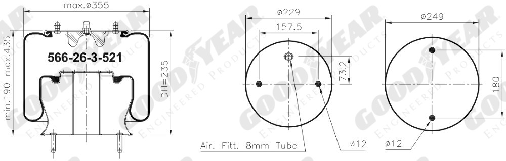 Пневморессора SCANIA-4 со стаканом передняя ось - GOODYEAR/SPRINGRIDE/1R13-744