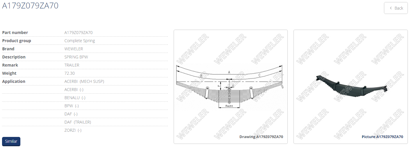 Рессора BPW/JYKI 13-лист. 595х595/13x10/ L=100 - WEWELER/A179Z079ZA70