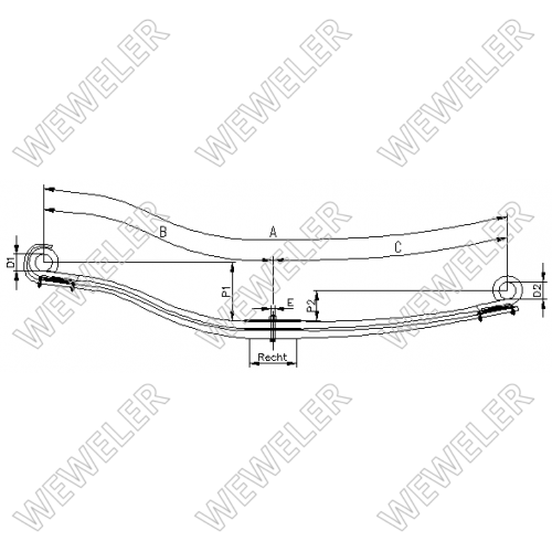 Рессора VOLVO 2-лист. перед. 860х860/2х31/90 S24 S24 сайлентблоки - WEWELER/F022T479ZA75