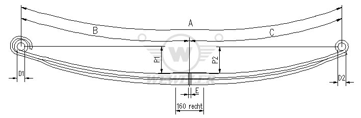 Рессора VOLVO 2-лист. перед. 990х900/2х32х100 D34х4 D34х4 - WEWELER/F022T351ZA75