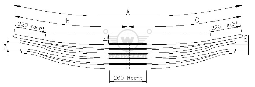 Рессора MAN 5-лист. зад. 825х825 3/31х2/42х100, MAN TGA/TGS/TGX - WEWELER/F088T326ZA70