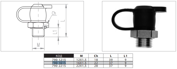 Клапан контр. вывода М16х1,5/М16х1,5 - SIRIT/27901615