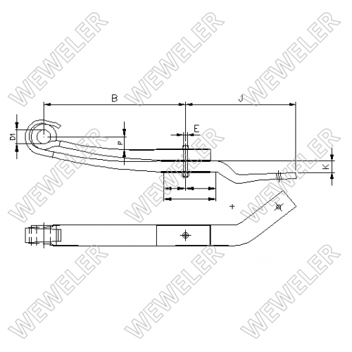 Полурессора RVI 2-лист. зад. лев. 612х470/2x46х100 S30 - WEWELER/F023T282ZL75