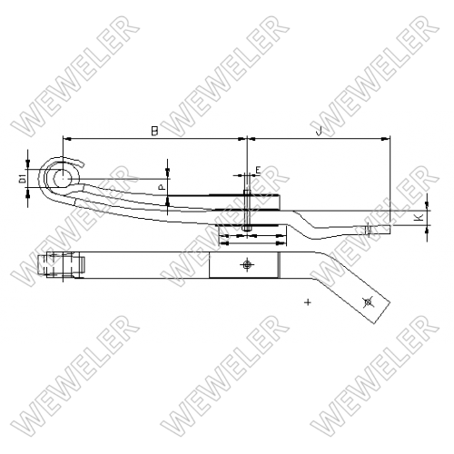 Полурессора RVI 2-лист. зад. прав. 612х470/2x46х100 S30 - WEWELER/F023T282ZR75