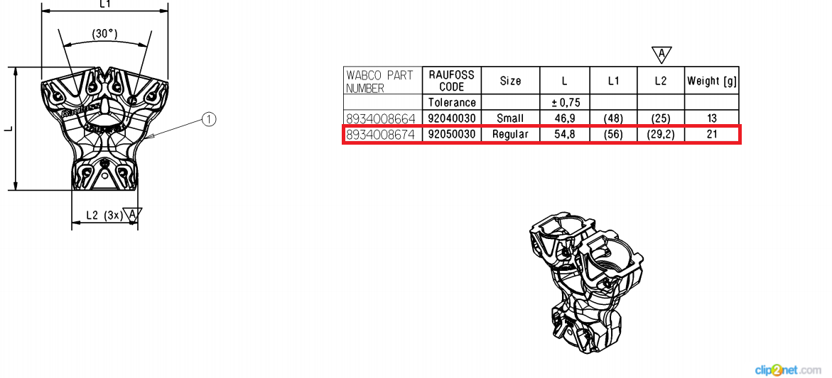 Переходник Y-образный Regular Threadless Push-in Coupling L=54.8, L1=56 - WABCO/8934008674