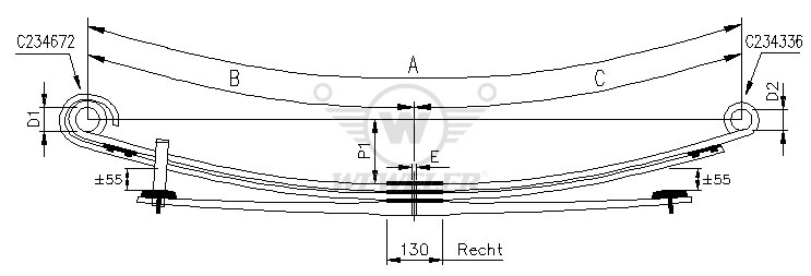 Рессора MB VARIO 3-лист. задн. 790+790/2х18+1x33/70 S36 S30 - WEWELER/F020T840ZA75