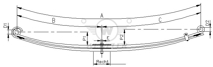 Рессора RVI 2-лист. 937+1093/2х32х90 D20 D20 перед. - WEWELER/F023T079ZA75