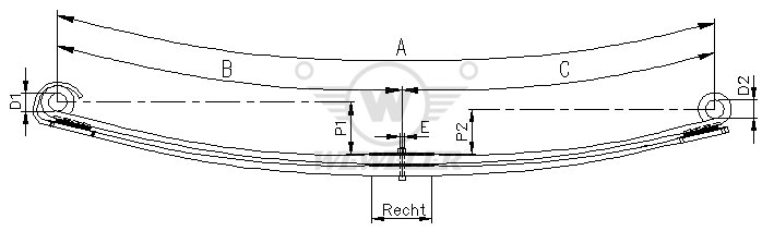 Рессора VOLVO 2-лист. перед. 990х900/1х28+1х30х100 D36х3 - WEWELER/F022T327ZA75