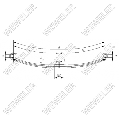 Рессора DAF 2-лист. перед. 900+900/1х28+1х30/80 S24 S24 - WEWELER/F017T765ZA75