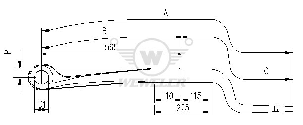 Полурессора SCHMITZ 1-лист. 565х480/1х54х100 ступ.138 - WEWELER/F001A037IE75