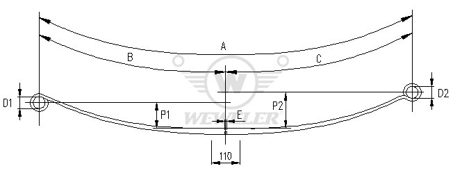 Рессора MB Sprinter 1-лист. задн. 740+755/1х25/70 S12 S12 - WEWELER/F020T662ZA75