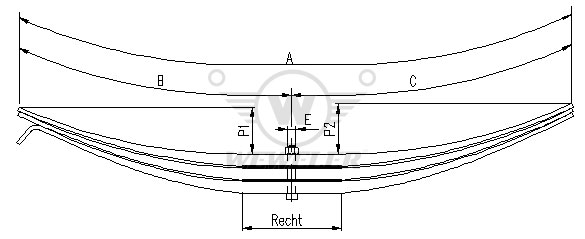 Рессора ROR 3-лист. 645х614х3/25 L=75 - WEWELER/F260Z059ZA70