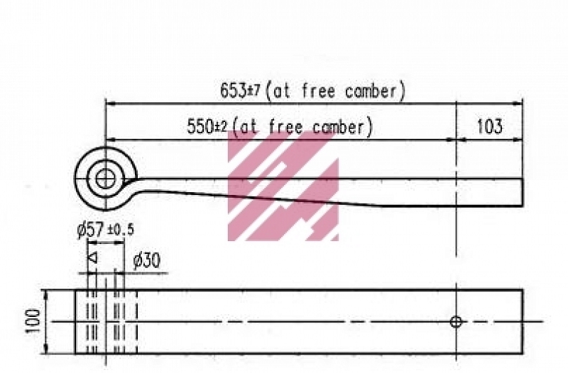 Лист полурессоры BPW 2-лист. кор. 550х470/2х43х100 - MARSHALL/M1047101