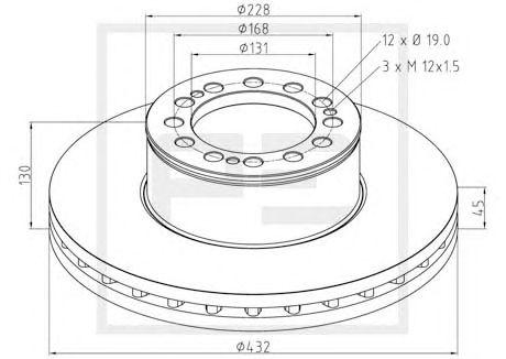 Диск тормозной MAN TGA 432x135x45 - PE/03612100a