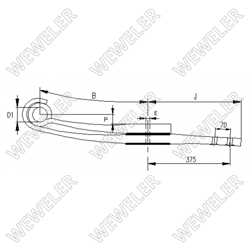 Полурессора SAF 2-лист. 508х425/2х44х100 - WEWELER/F188Z037ZA75