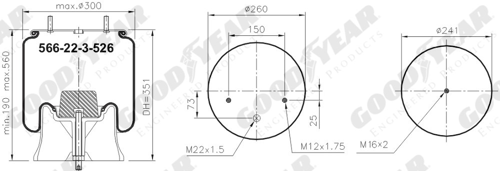 Пневморессора 4022NP05 SAF 2619V  пластик. стакан - GOODYEAR/SPRINGRIDE/1R11-781