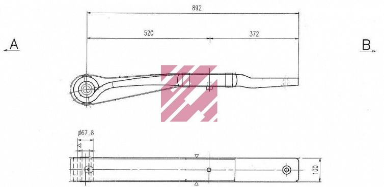 Полурессора SAF 1-лист. 520х372х1х48х100 KRONE - MARSHALL/1035600