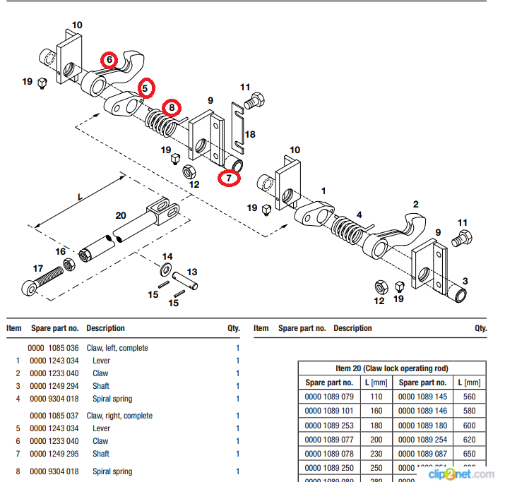 Р/К замка заднего борта RH - Meiller/1085037