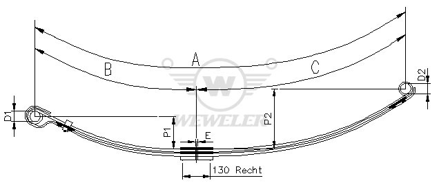 Рессора MB VARIO 2-лист. перед. 660+890/2х16+Pх16/70 R42 R42 - WEWELER/F020T481AA75