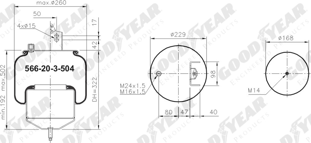 Пневморессора 6608NP01 VOLVO со стаканом - GOODYEAR/SPRINGRIDE/1R10-704