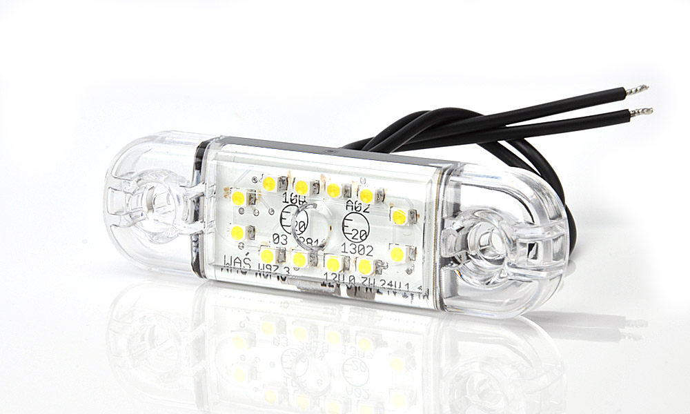 Фонарь габаритный LED 24V/12V/12LED белый 84х24х10мм (12-Led) - WAS/716W973