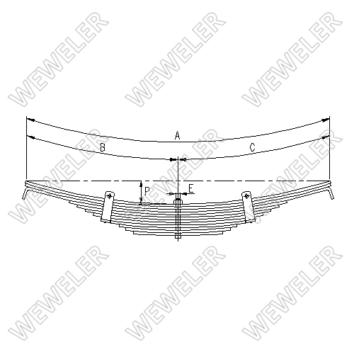 Рессора BPW/JYKI 12-лист. 595х595х12x12/L=100 - WEWELER/A179Z079ZF70