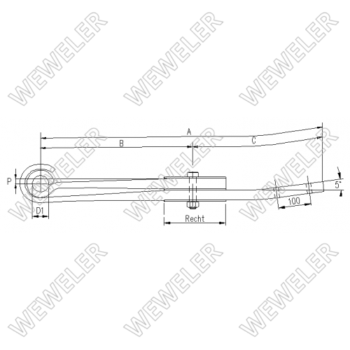 Полурессора ROR 2-лист. 530x450/2x35x100mm - WEWELER/F001A137DG75