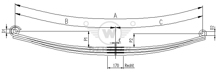 Рессора VOLVO 3-лист. перед. 1090х950/3х27х100 D34x4 D34x4 - WEWELER/F022T409ZA75