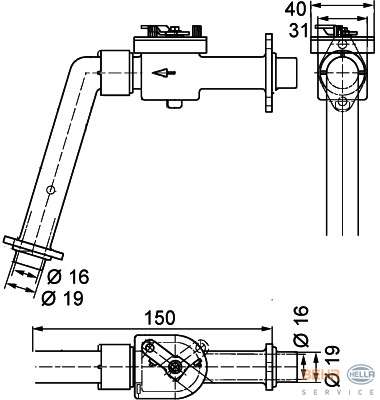 Кран отопителя VOLVO FH (длинный) - HELLA/BEHR/9XL351328-121