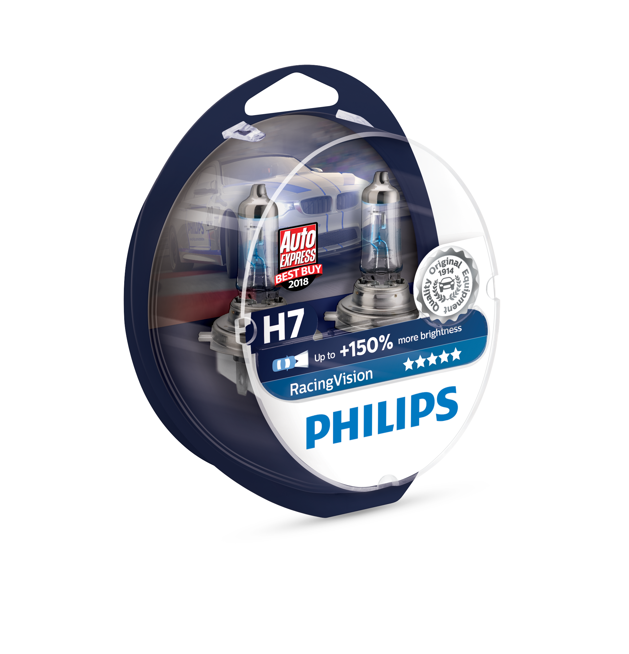 Лампа H7 12V 55W PX26d RacingVision +150% (блистер 2шт.) - PHILIPS/12972RVS2